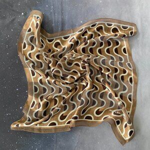 Vintage Novespazio Retro Geometric Square Scarf Wavy Swirly Lines with Lurex